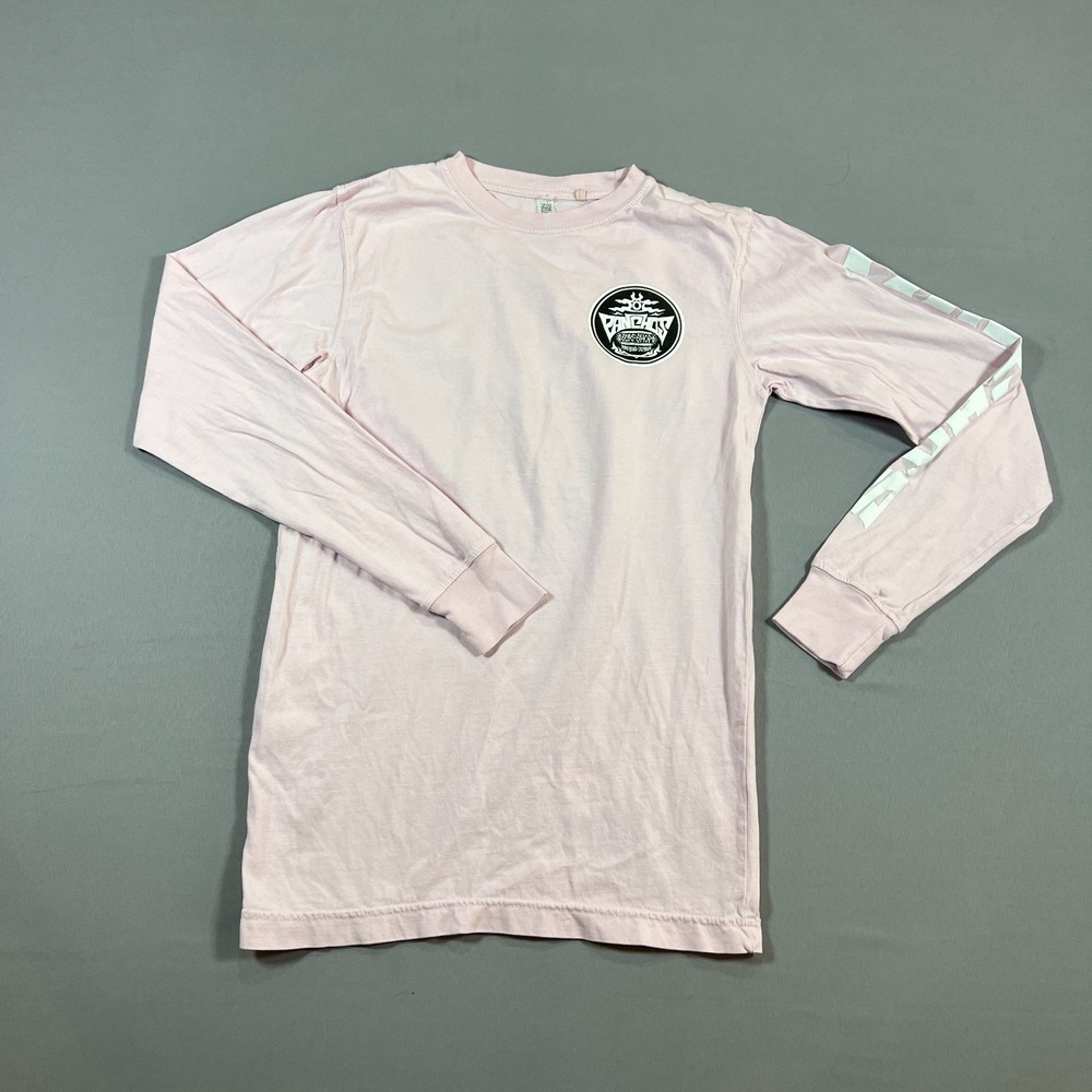Cotton Heritage T Shirt Womens XS Light Pink Panchos Surf Shop Graphic Crew Neck